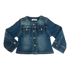 3 Pommes Baby Girl Jean Jacket 12 Months Blue Denim Embellished